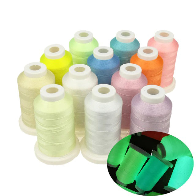 π Glow In The Dark Embroidery Thread by The Glow In The Dark Shop | 150D/2 | 800 Meters Polyester Sewing Thread | Luminous Thread for DIY, Cross Stitch, & Machine Embroidery π | A7