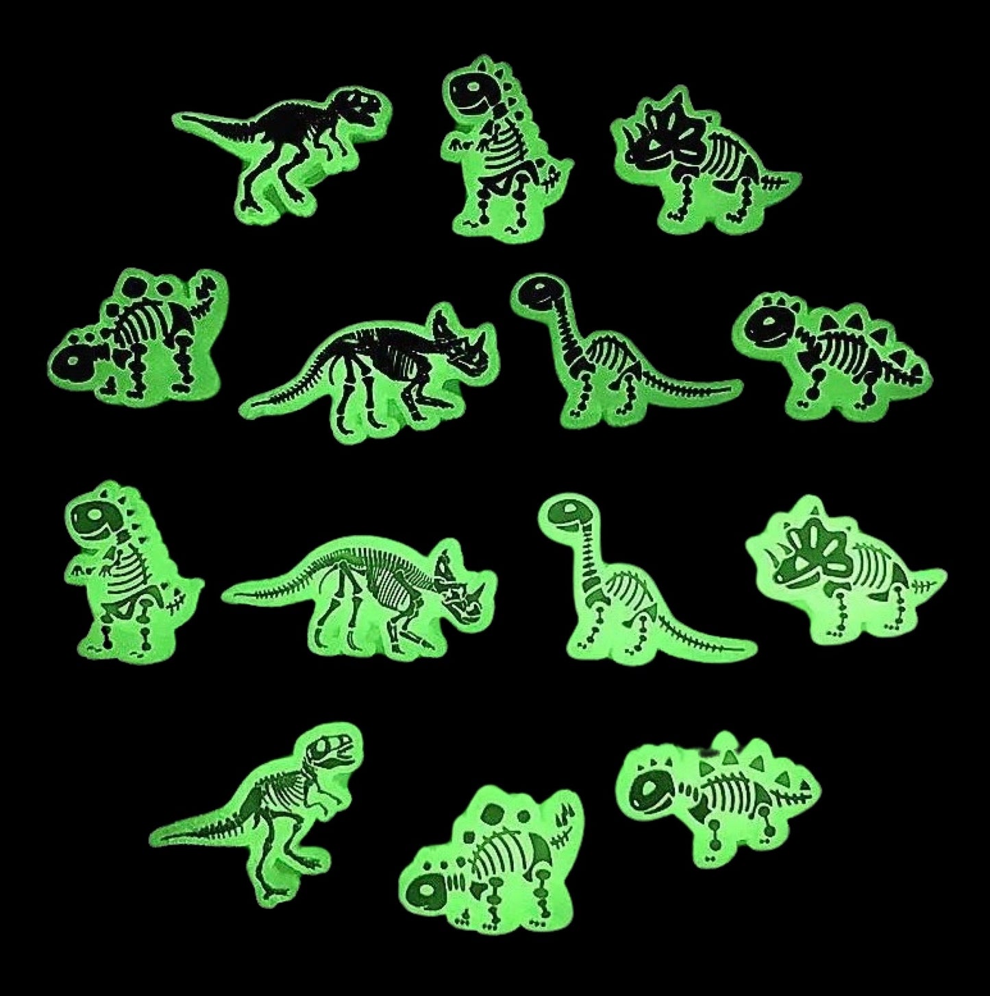 ππ¦ Luminous Dinosaur Skeleton Shoe Charms by The Glow In The Dark Shop | Cute PVC Charms for Kidsβ Shoes, Bags & Bracelets | Glow-in-the-Dark Fun! π A7