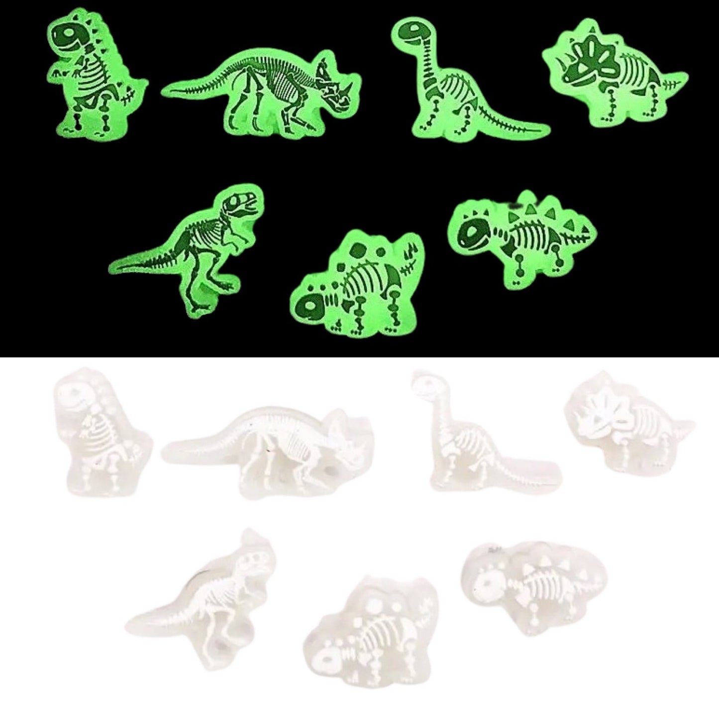 ππ¦ Luminous Dinosaur Skeleton Shoe Charms by The Glow In The Dark Shop | Cute PVC Charms for Kidsβ Shoes, Bags & Bracelets | Glow-in-the-Dark Fun! π A7