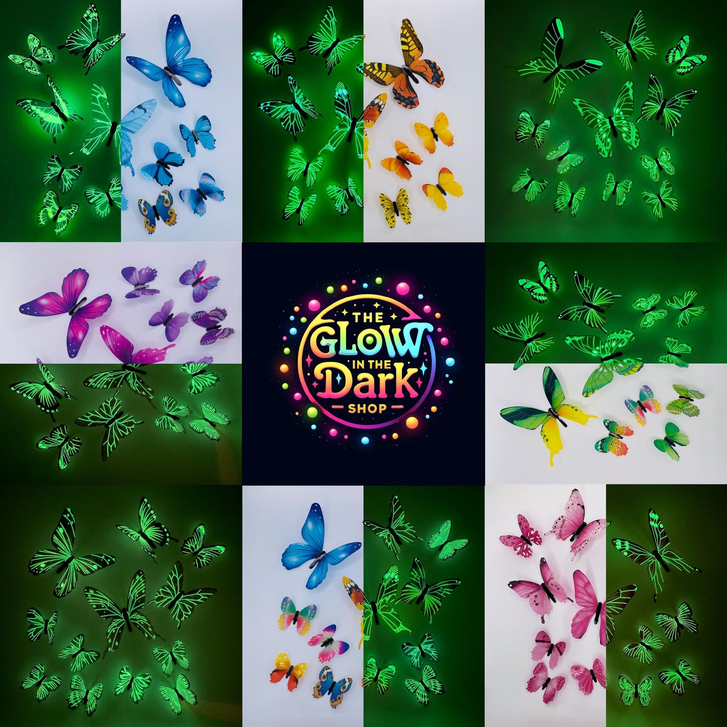 BLUE Glow in The Dark Butterflies | Butterfly Stickers | Wall Stickers | Decal Decoration Stickers | Kids Bedroom