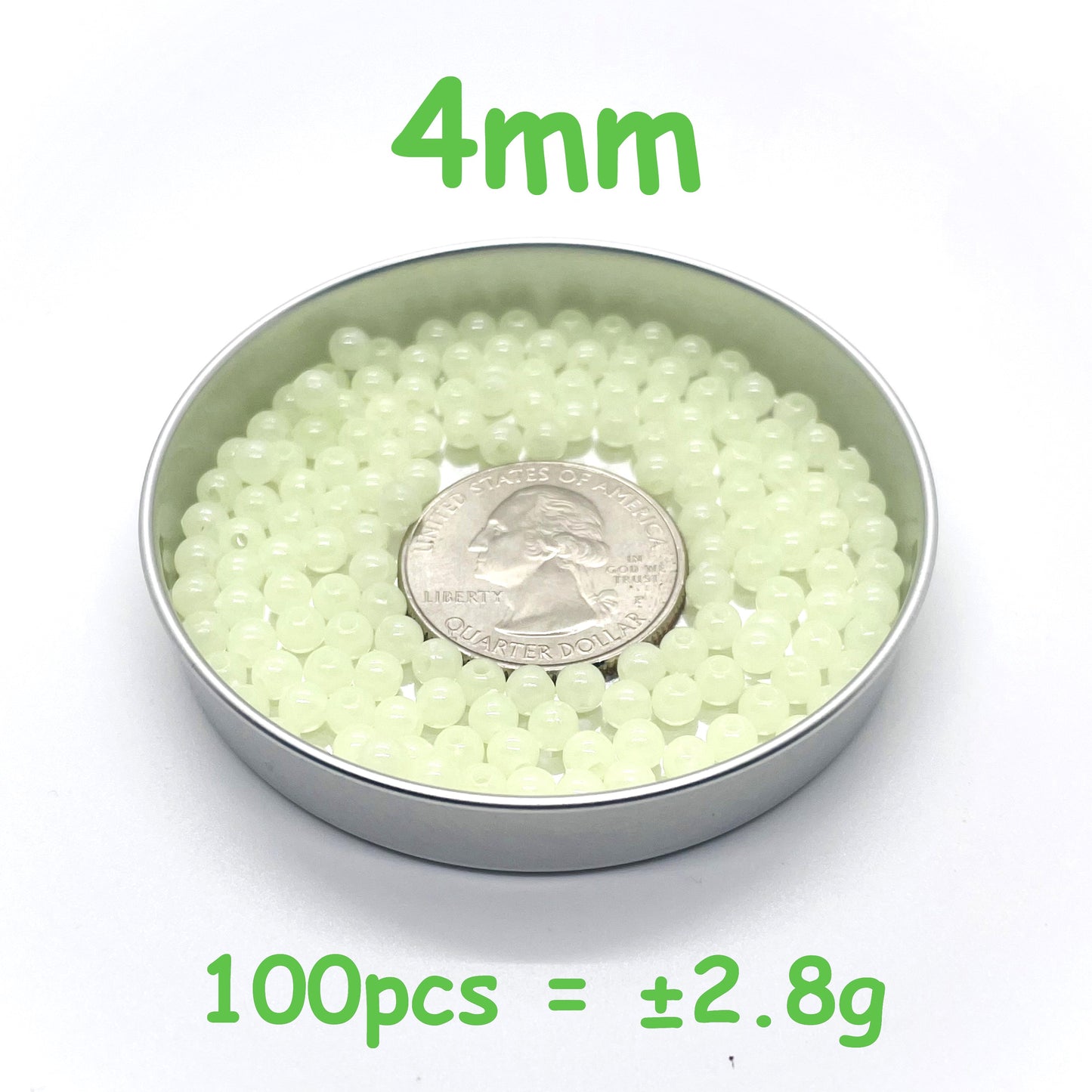 8mm Glow In The Dark Beads | Green Luminous Round Acrylic Spacer Beads | 4mm | 5mm | 6mm | 8mm | 10mm | 12mm