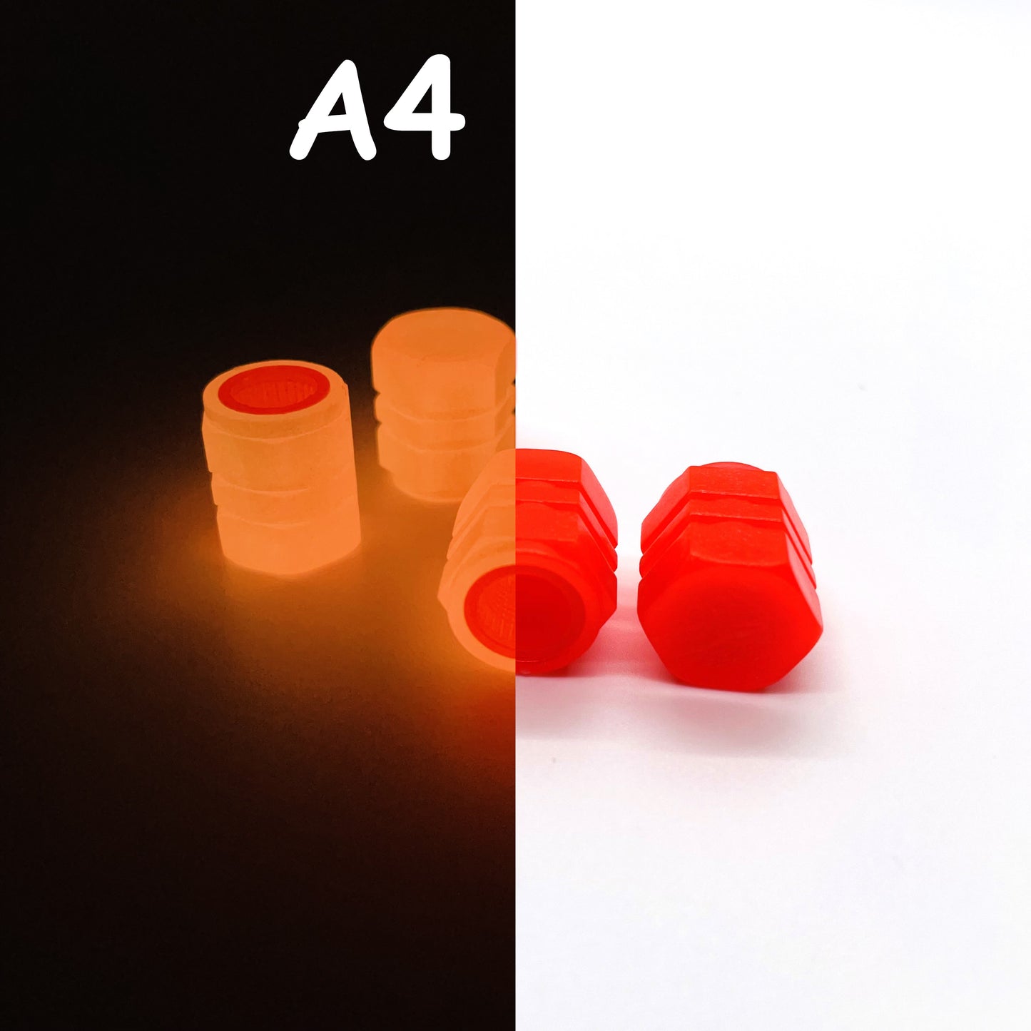 ππ² Glow in The Dark Tire Valve Cap by THE GLOW IN THE DARK SHOP | Fluorescent | Set of Four | Universal | Vehicle Wheel Dust Cover | Rustproof Caps | Collage | 4pcs)