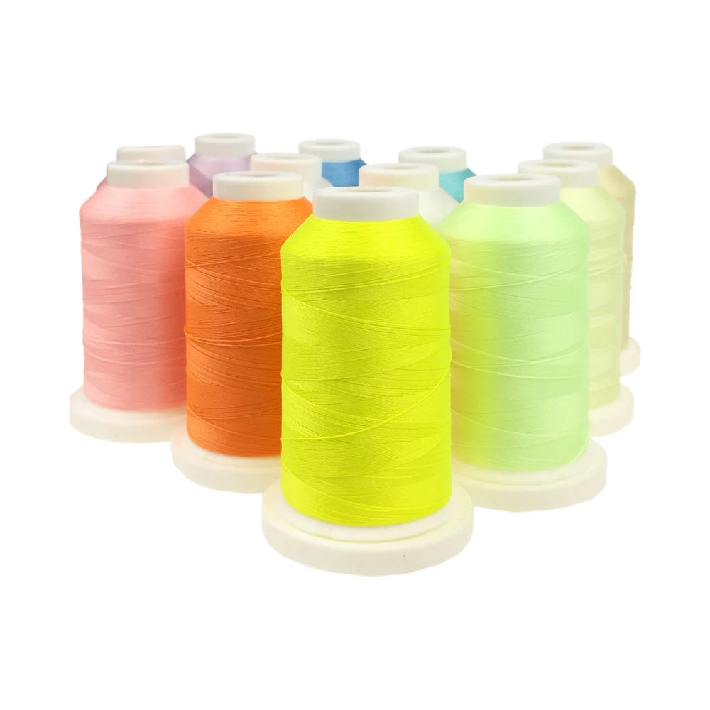 π Glow In The Dark Embroidery Thread by The Glow In The Dark Shop | 150D/2 | 800 Meters Polyester Sewing Thread | Luminous Thread for DIY, Cross Stitch, & Machine Embroidery π | A7