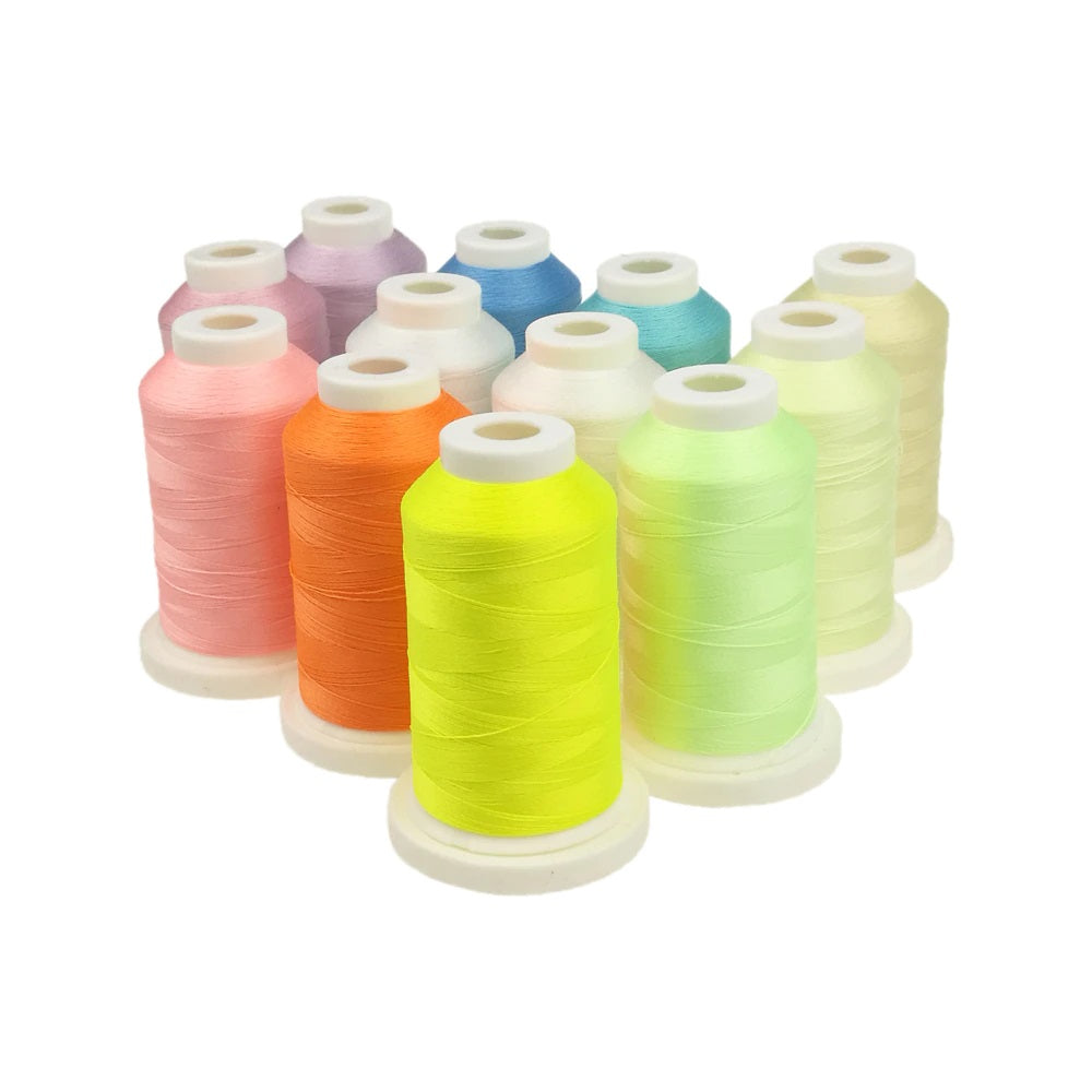 π Glow In The Dark Embroidery Thread by The Glow In The Dark Shop | 150D/2 | 800 Meters Polyester Sewing Thread | Luminous Thread for DIY, Cross Stitch, & Machine Embroidery π | A7
