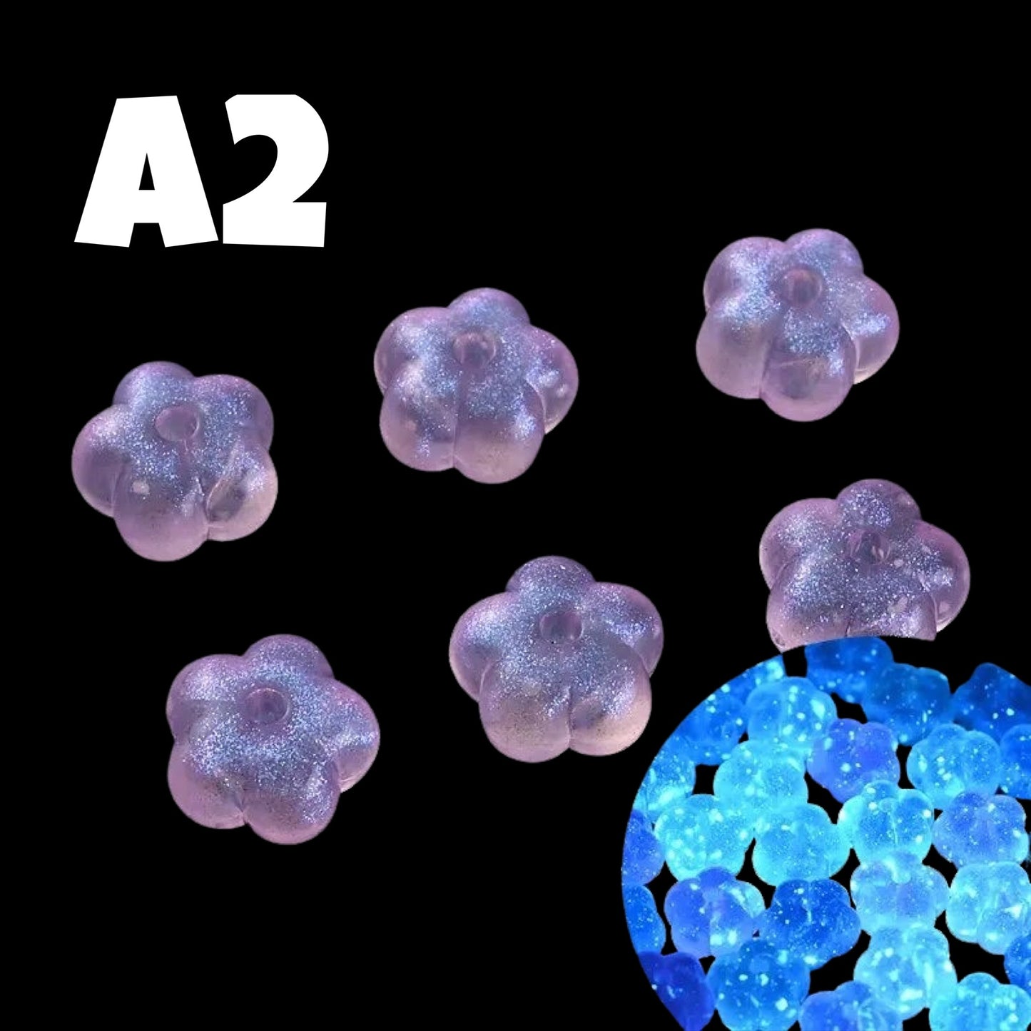 Mini Glow In The Dark Flower Beads by The Glow In The Dark Shop | 8x12mm | Acrylic Beads | Luminous | Handmade Necklace Bracelet Jewelry Making | A4