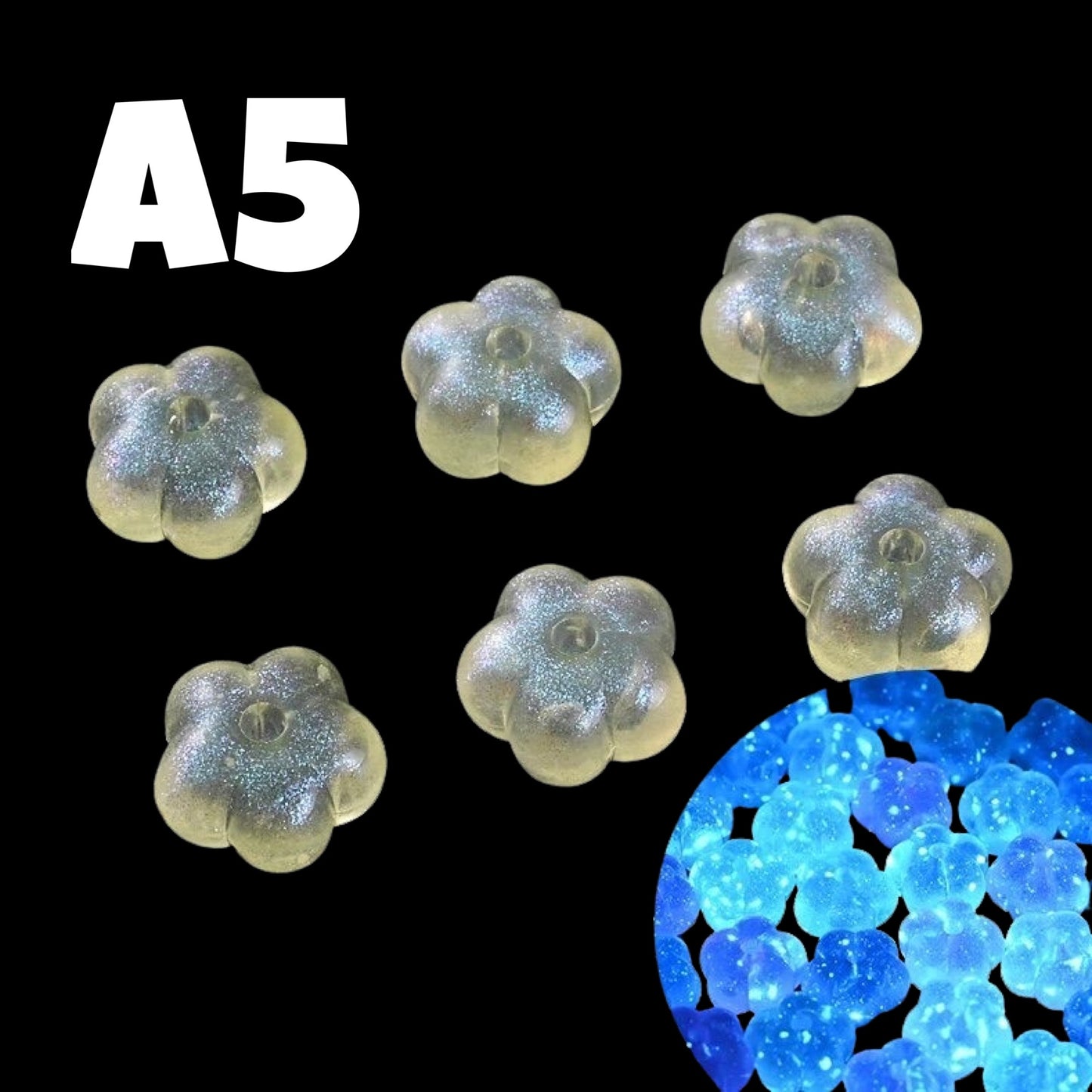 Mini Glow In The Dark Flower Beads by The Glow In The Dark Shop | 8x12mm | Acrylic Beads | Luminous | Handmade Necklace Bracelet Jewelry Making | A4