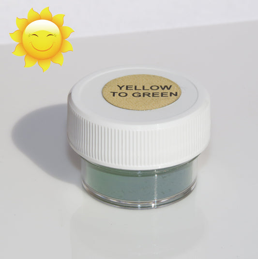 21. YELLOW TO GREEN | Prestige Photochromic Pigment Powder | Color Changing with Sunlight or UV Light | 21 Colors | Eco-Friendly | Non-Toxic | Unbeatable Prices!