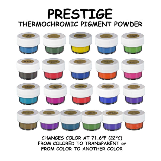 Prestige Thermochromic Pigment Powder | Changes color at 22⁰C (71.6°F) | COLOR TO CLEAR | 21 Color Choices Available | BRAND: PIGMENTS by UNIGLOW