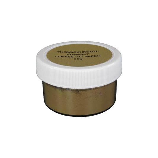 16. COFFEE TO GREEN | Prestige Thermochromic Pigment Powder | Changes color at 88⁰F (31⁰C) | COLOR TO ANOTHER COLOR | 21 Color Choices Available | BRAND: PIGMENTS by UNIGLOW