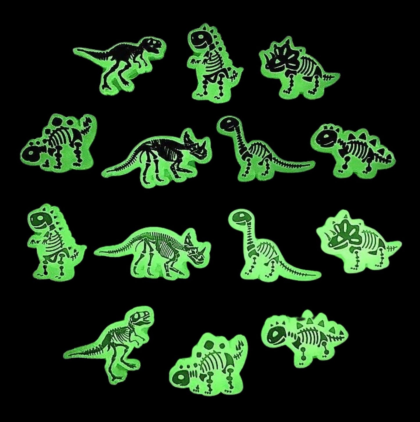 🌟🦖 Luminous Dinosaur Skeleton Shoe Charms by The Glow In The Dark Shop | Cute PVC Charms for Kids’ Shoes, Bags & Bracelets | Glow-in-the-Dark Fun! 🌟 A4