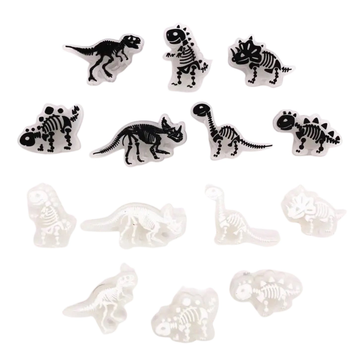 🌟🦖 Luminous Dinosaur Skeleton Shoe Charms by The Glow In The Dark Shop | Cute PVC Charms for Kids’ Shoes, Bags & Bracelets | Glow-in-the-Dark Fun! 🌟 A4