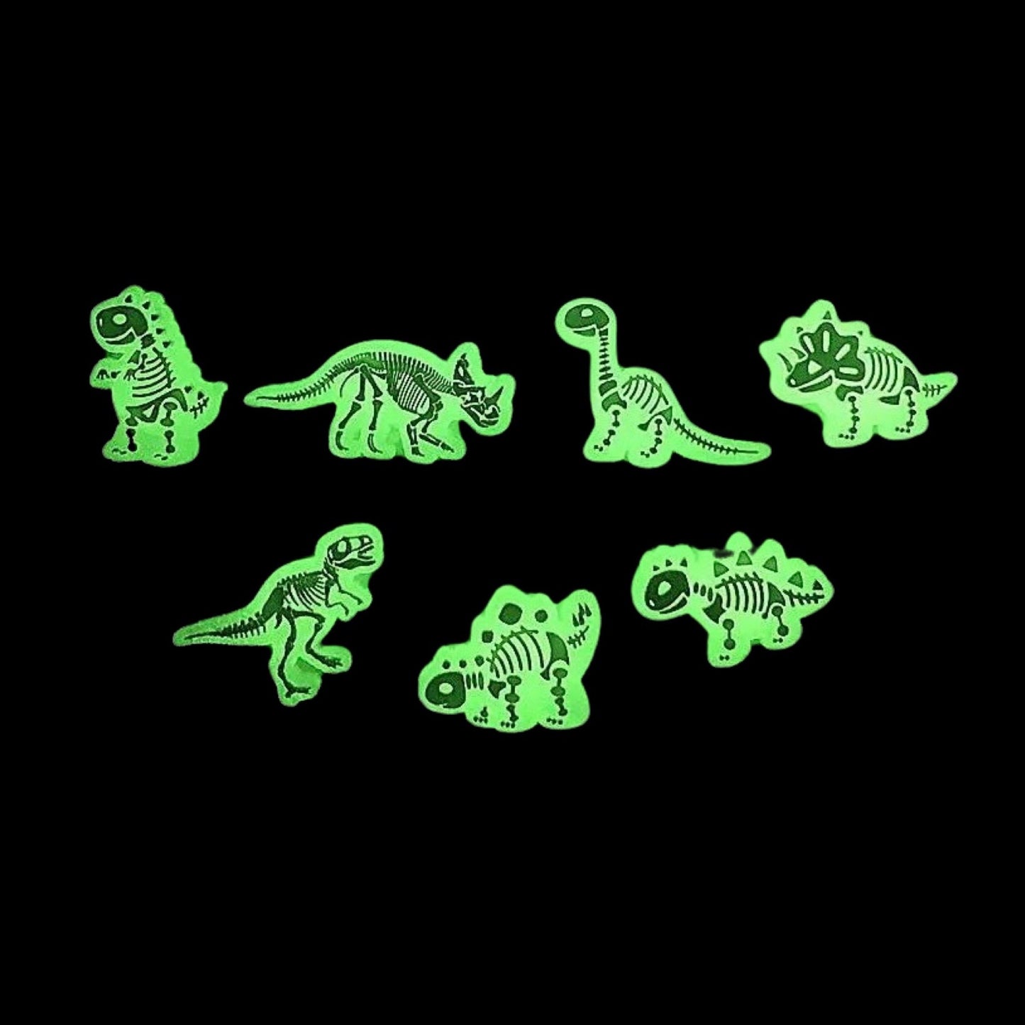 🌟🦖 Luminous Dinosaur Skeleton Shoe Charms by The Glow In The Dark Shop | Cute PVC Charms for Kids’ Shoes, Bags & Bracelets | Glow-in-the-Dark Fun! 🌟 A4