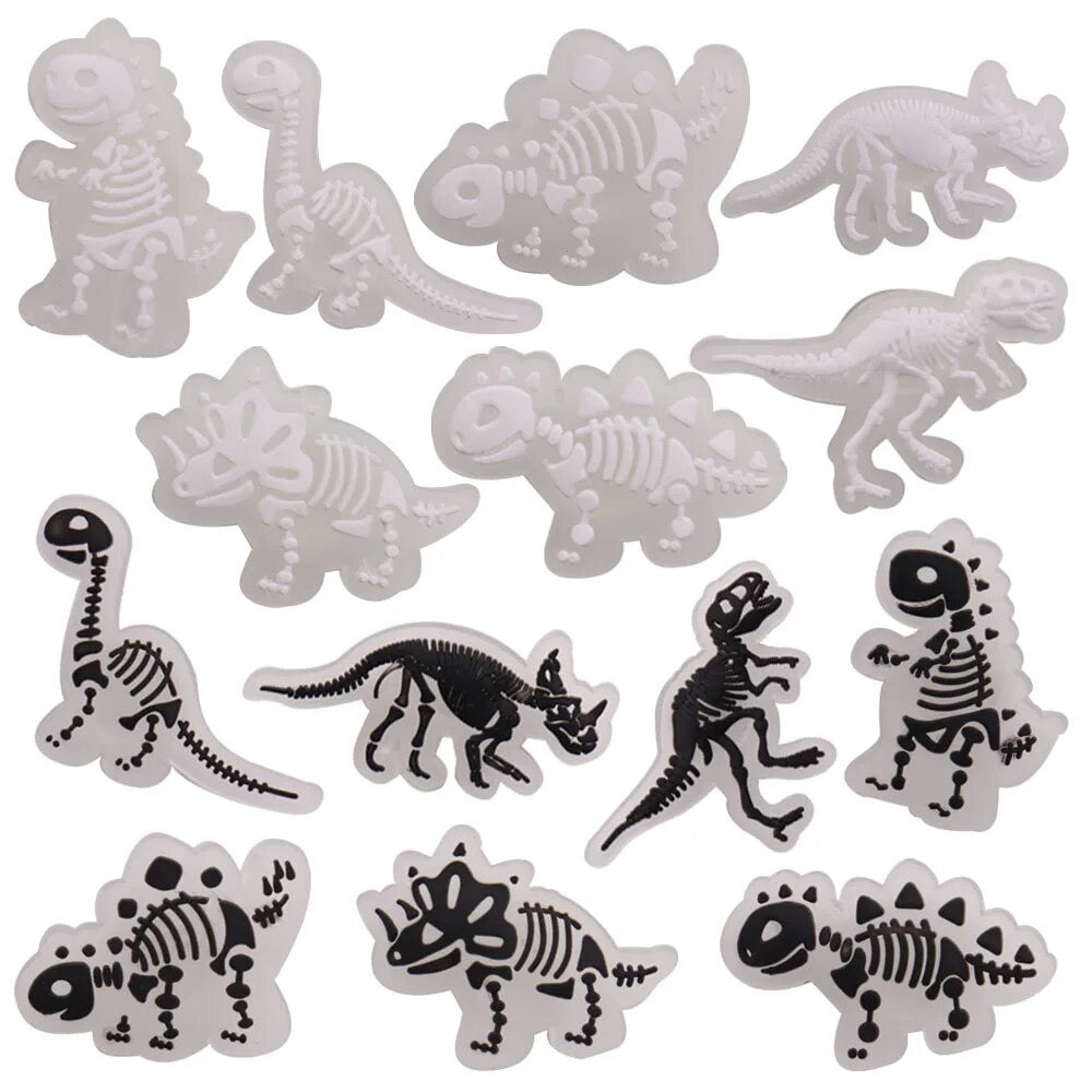 🌟🦖 Luminous Dinosaur Skeleton Shoe Charms by The Glow In The Dark Shop | Cute PVC Charms for Kids’ Shoes, Bags & Bracelets | Glow-in-the-Dark Fun! 🌟 A4