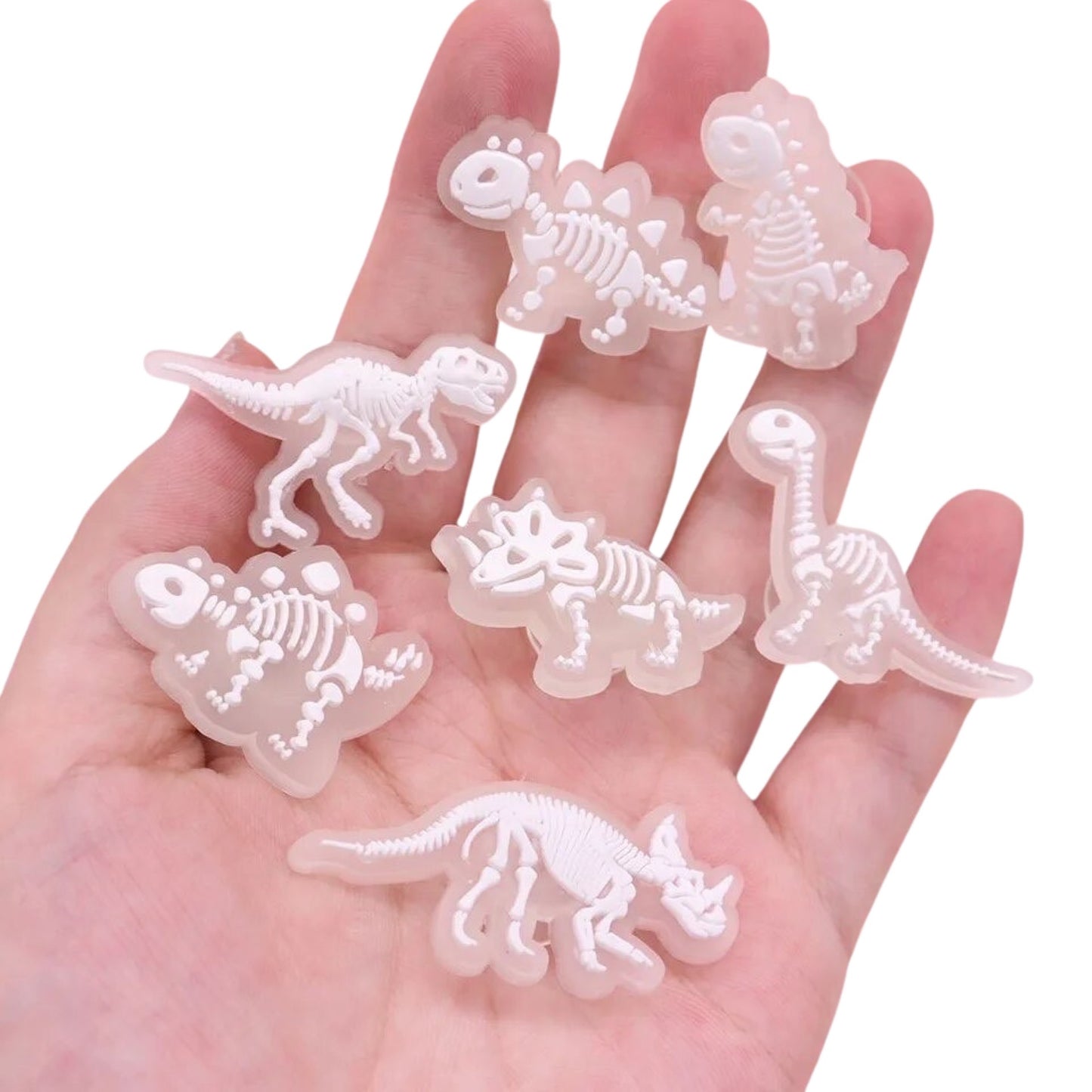 🌟🦖 Luminous Dinosaur Skeleton Shoe Charms by The Glow In The Dark Shop | Cute PVC Charms for Kids’ Shoes, Bags & Bracelets | Glow-in-the-Dark Fun! 🌟 A4