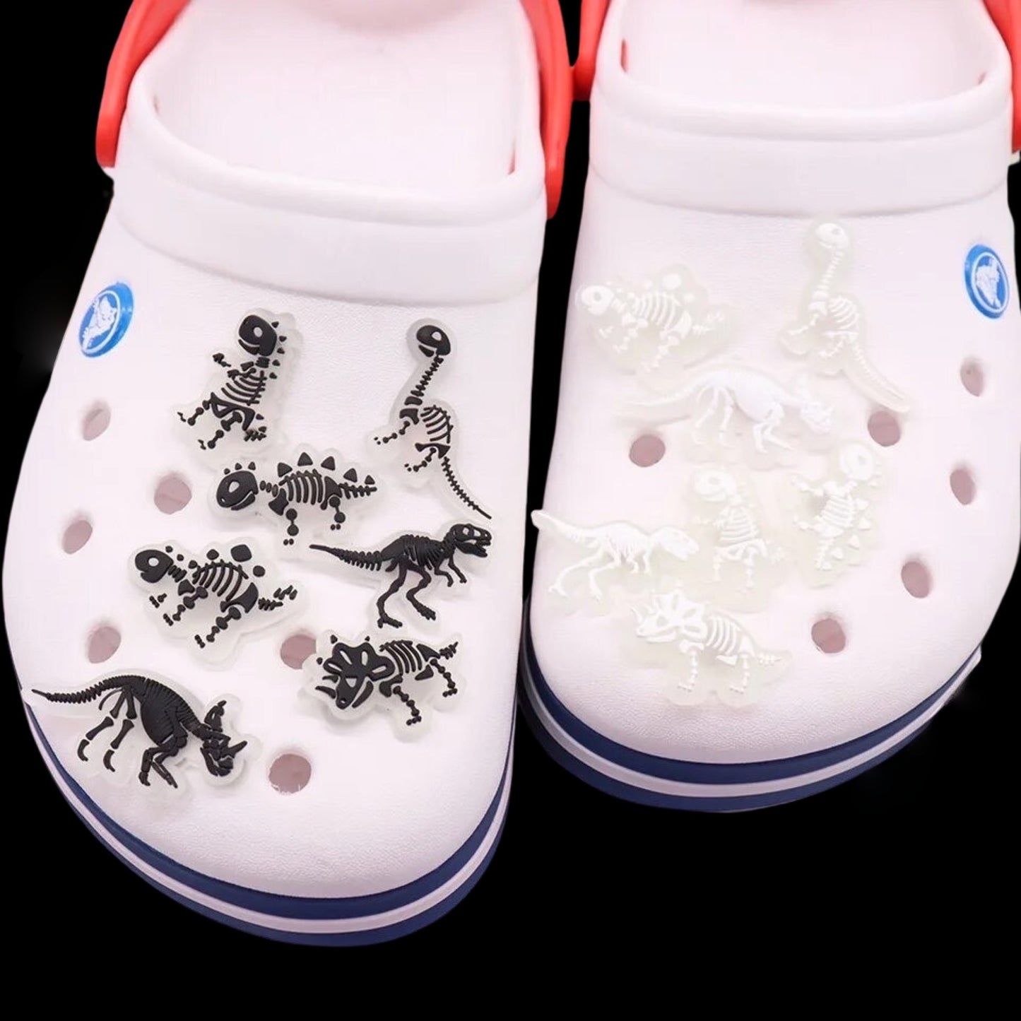 🌟🦖 Luminous Dinosaur Skeleton Shoe Charms by The Glow In The Dark Shop | Cute PVC Charms for Kids’ Shoes, Bags & Bracelets | Glow-in-the-Dark Fun! 🌟 A4