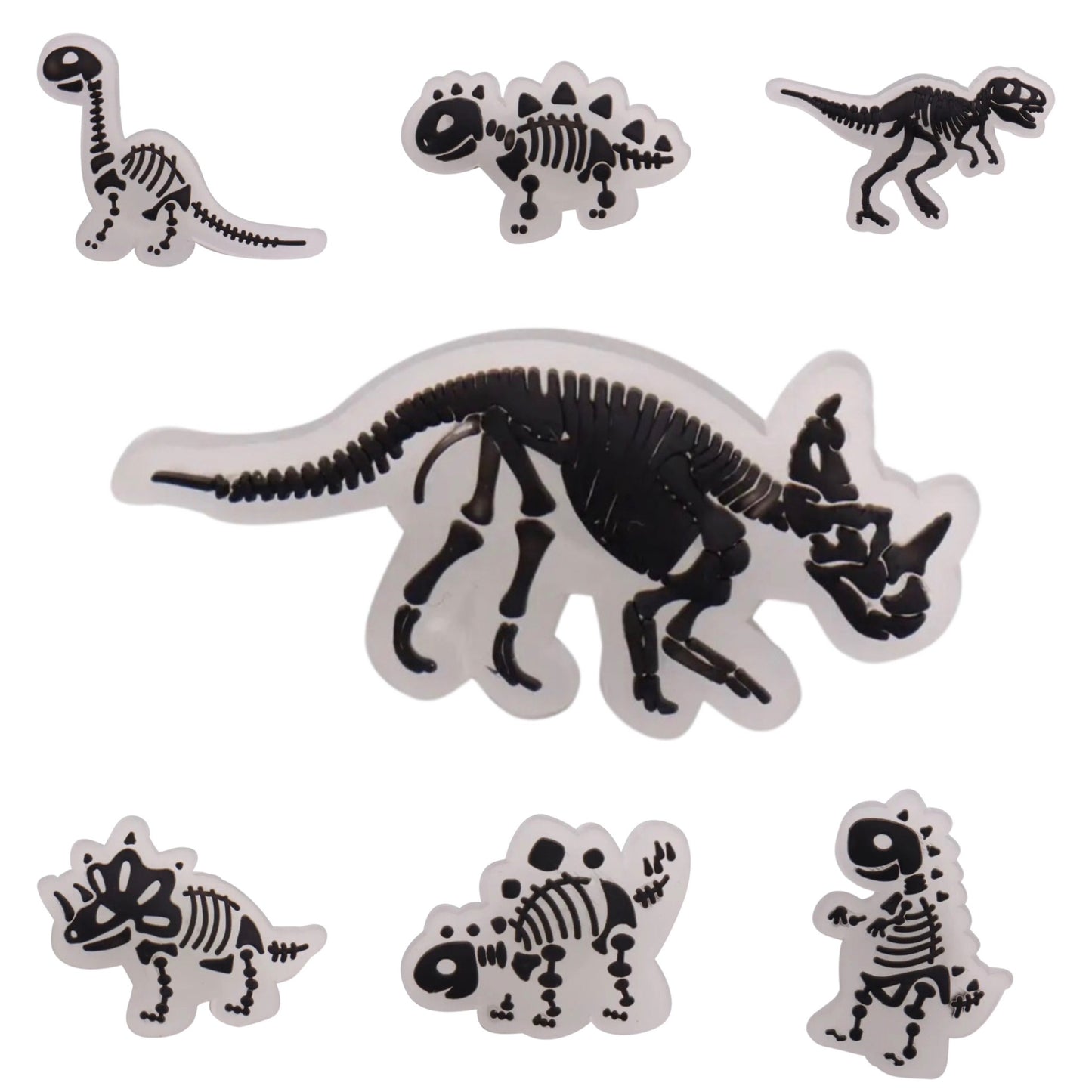 🌟🦖 Luminous Dinosaur Skeleton Shoe Charms by The Glow In The Dark Shop | Cute PVC Charms for Kids’ Shoes, Bags & Bracelets | Glow-in-the-Dark Fun! 🌟 A4