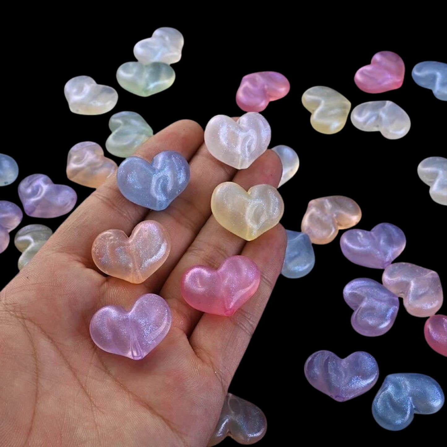 🌟✨ Mini Glow In The Dark Heart Beads by The Glow In The Dark Shop | 18x24mm | Acrylic Beads | Luminous | DIY Necklace & Bracelet Jewelry Making 💖🌟 | Collage