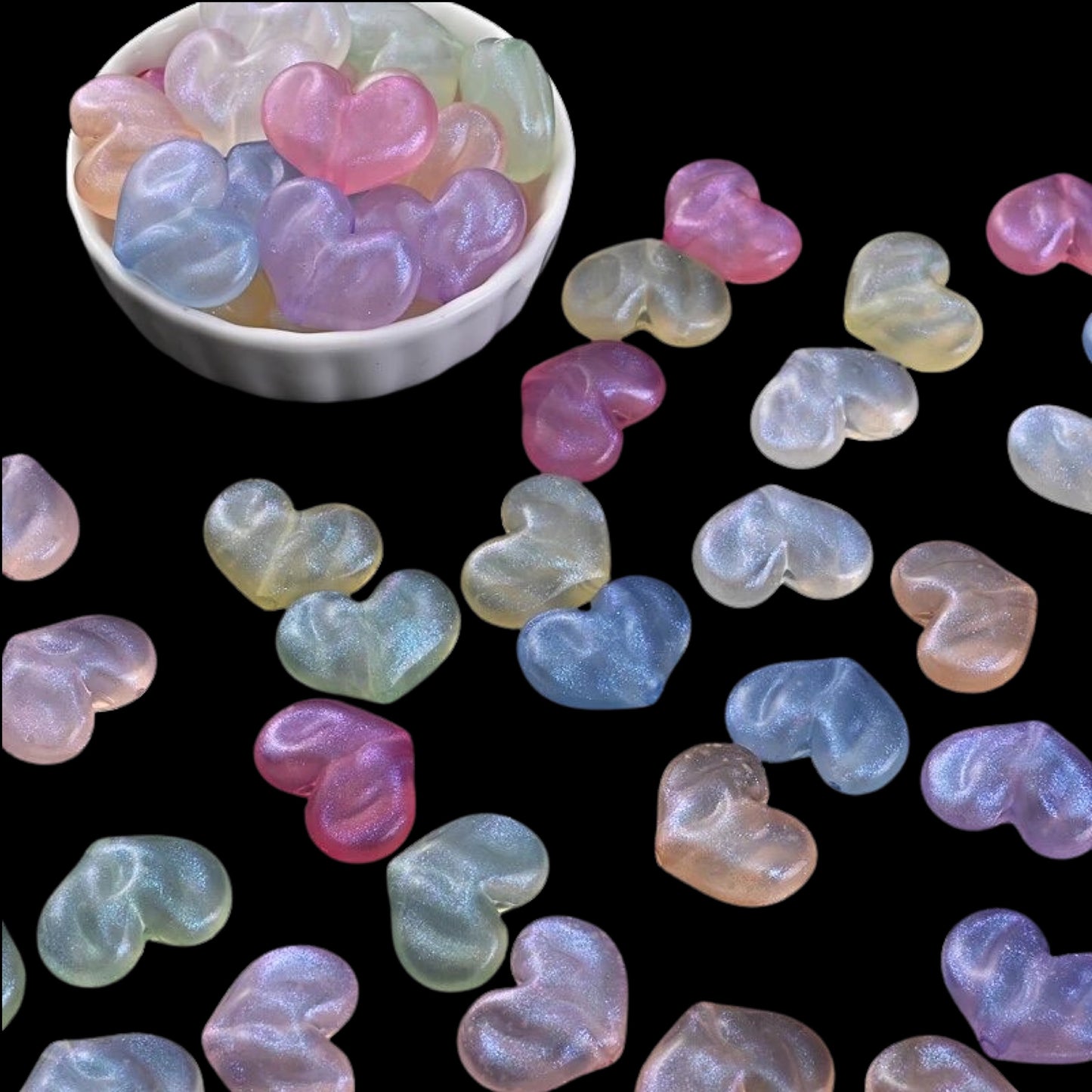 🌟✨ Mini Glow In The Dark Heart Beads by The Glow In The Dark Shop | 18x24mm | Acrylic Beads | Luminous | DIY Necklace & Bracelet Jewelry Making 💖🌟 | Collage