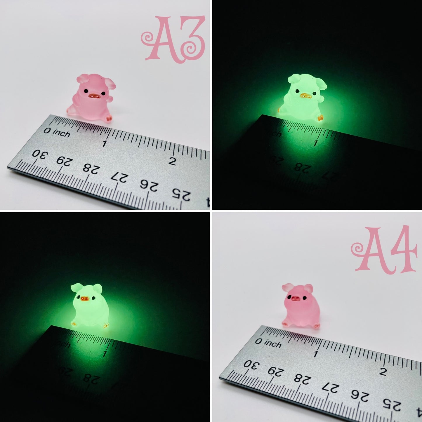 Mini Glow-in-the-Dark Resin Piggy Figurines by The Glow In The Dark Shop | Cute Luminous Pig Ornaments for Gardens & DIY Crafts | A1 & A2