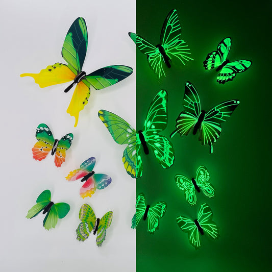 GREEN Glow in The Dark Butterflies | Butterfly Stickers | Wall Stickers | Decal Decoration Stickers | Kids Bedroom