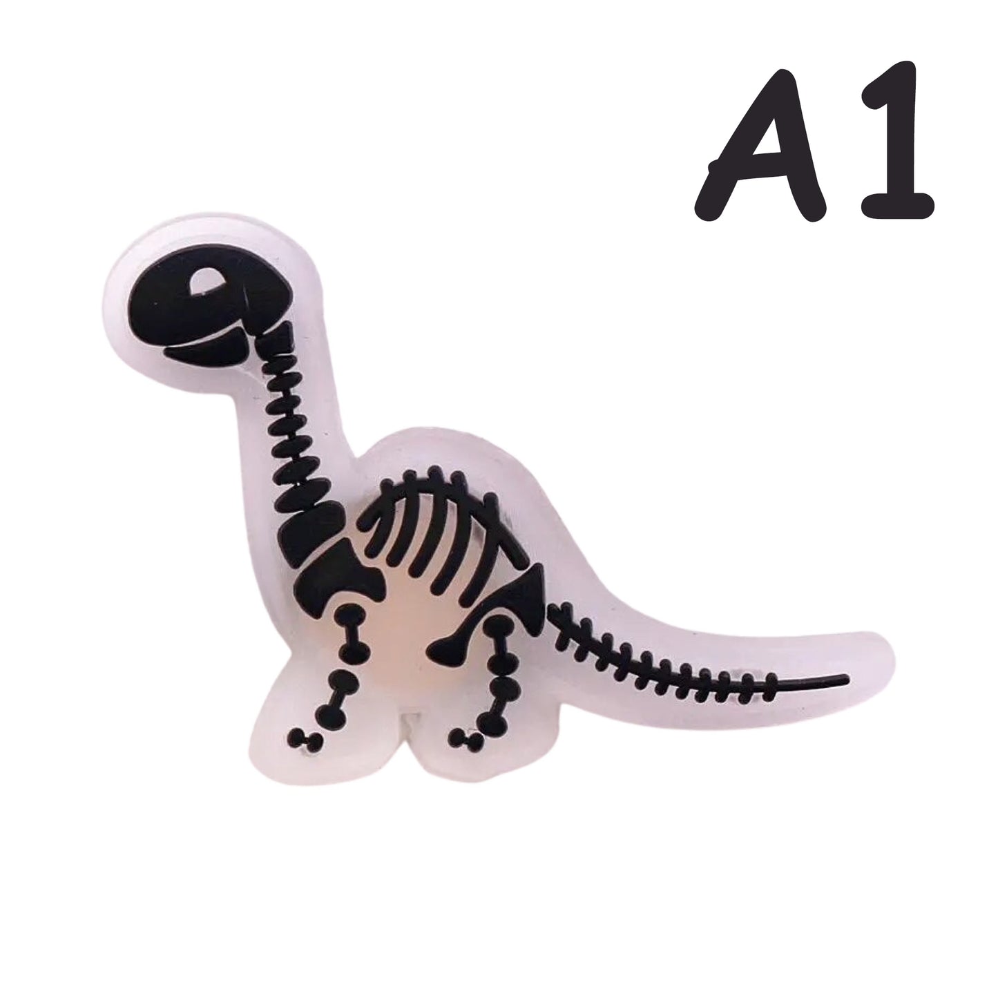 🌟🦖 Luminous Dinosaur Skeleton Shoe Charms by The Glow In The Dark Shop | Cute PVC Charms for Kids’ Shoes, Bags & Bracelets | Glow-in-the-Dark Fun! 🌟 A4