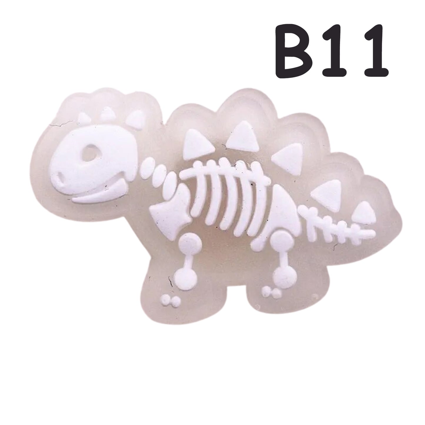 🌟🦖 Luminous Dinosaur Skeleton Shoe Charms by The Glow In The Dark Shop | Cute PVC Charms for Kids’ Shoes, Bags & Bracelets | Glow-in-the-Dark Fun! 🌟 A4