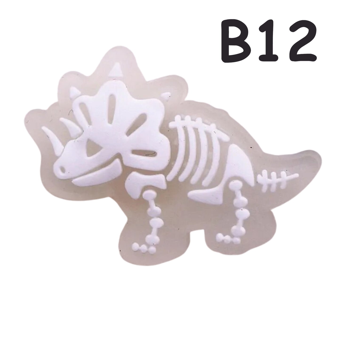 🌟🦖 Luminous Dinosaur Skeleton Shoe Charms by The Glow In The Dark Shop | Cute PVC Charms for Kids’ Shoes, Bags & Bracelets | Glow-in-the-Dark Fun! 🌟 A4