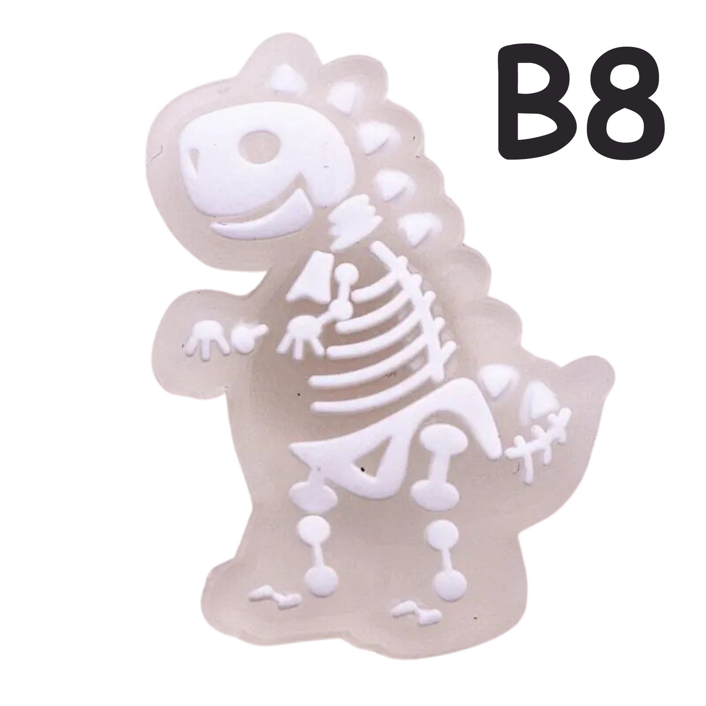 🌟🦖 Luminous Dinosaur Skeleton Shoe Charms by The Glow In The Dark Shop | Cute PVC Charms for Kids’ Shoes, Bags & Bracelets | Glow-in-the-Dark Fun! 🌟 A4