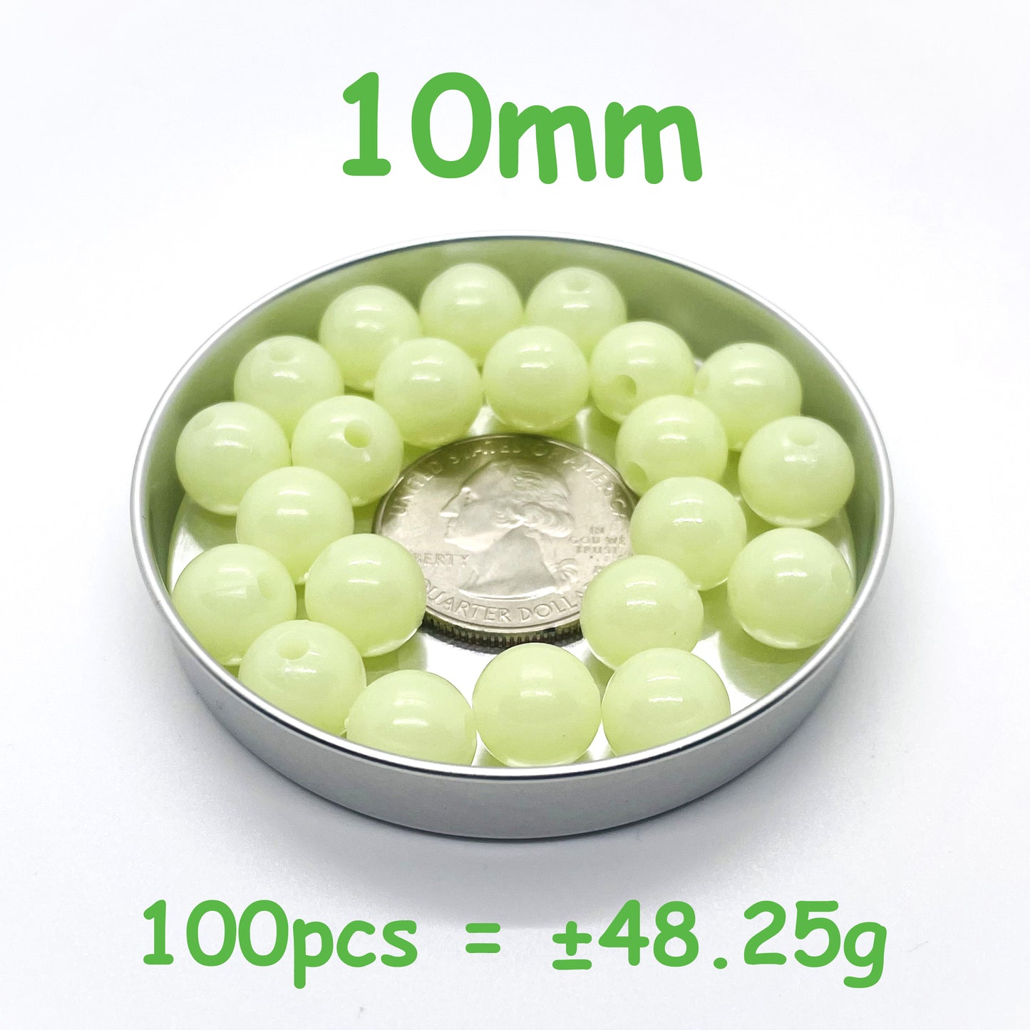 8mm Glow In The Dark Beads | Green Luminous Round Acrylic Spacer Beads | 4mm | 5mm | 6mm | 8mm | 10mm | 12mm