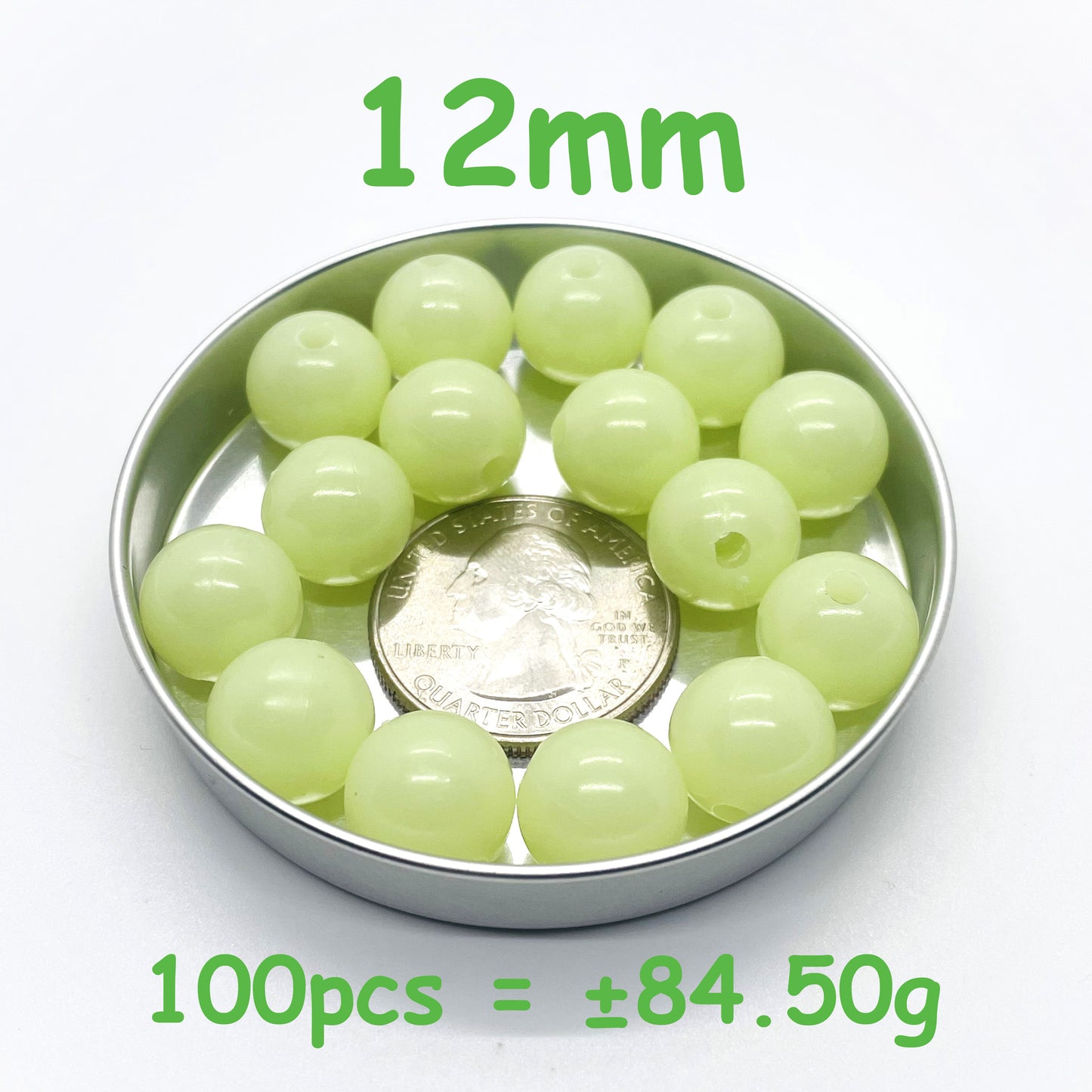 5mm Glow In The Dark Beads | Green Luminous Round Acrylic Spacer Beads | 4mm | 5mm | 6mm | 8mm | 10mm | 12mm