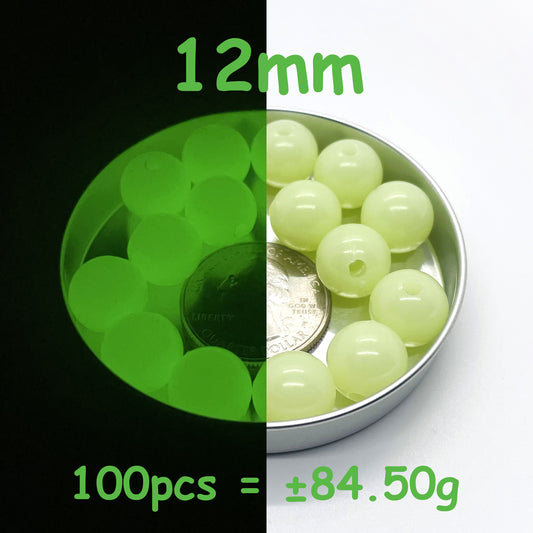 12mm Glow In The Dark Beads | Green Luminous Round Acrylic Spacer Beads | 4mm | 5mm | 6mm | 8mm | 10mm | 12mm