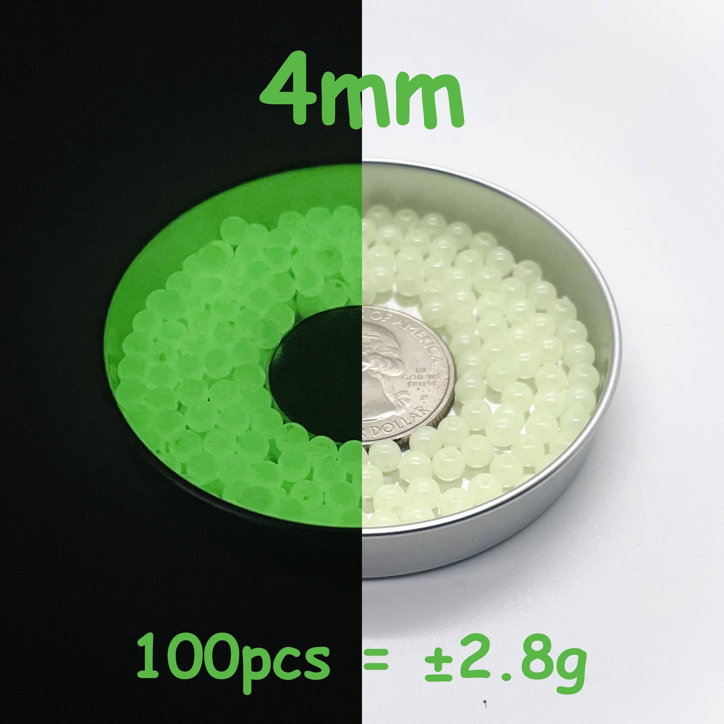 10mm Glow In The Dark Beads | Green Luminous Round Acrylic Spacer Beads | 4mm | 5mm | 6mm | 8mm | 10mm | 12mm