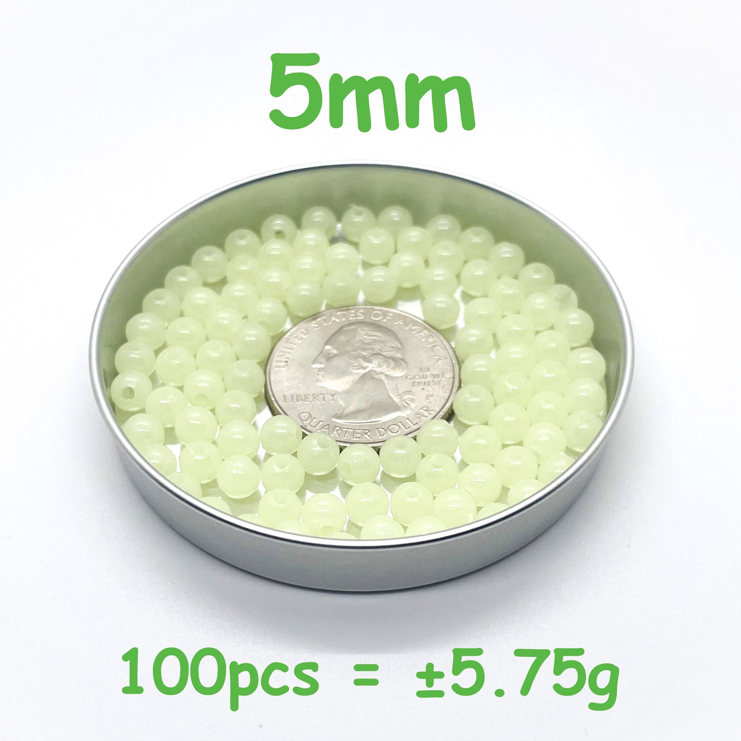 6mm Glow In The Dark Beads | Green Luminous Round Acrylic Spacer Beads | 4mm | 5mm | 6mm | 8mm | 10mm | 12mm