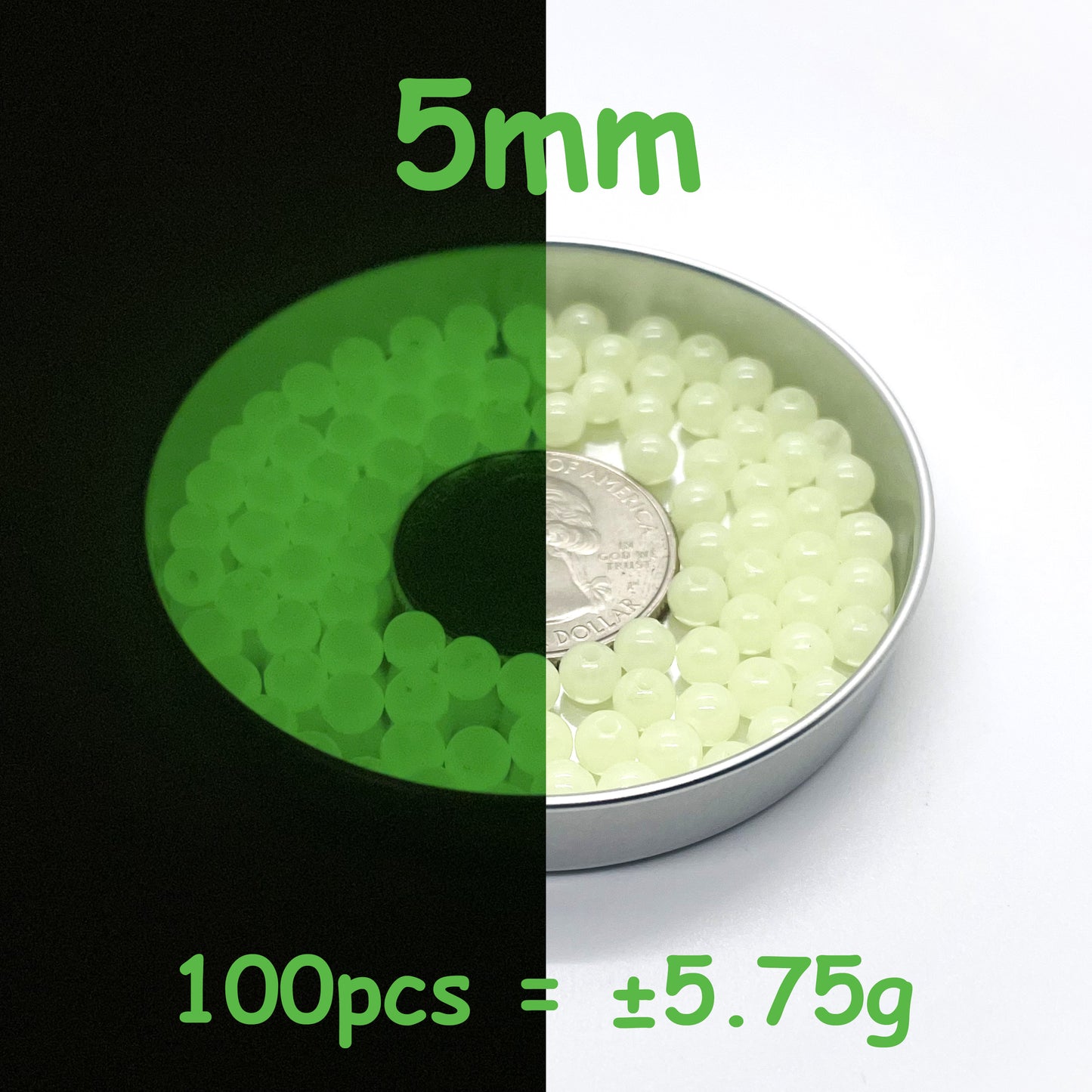 8mm Glow In The Dark Beads | Green Luminous Round Acrylic Spacer Beads | 4mm | 5mm | 6mm | 8mm | 10mm | 12mm