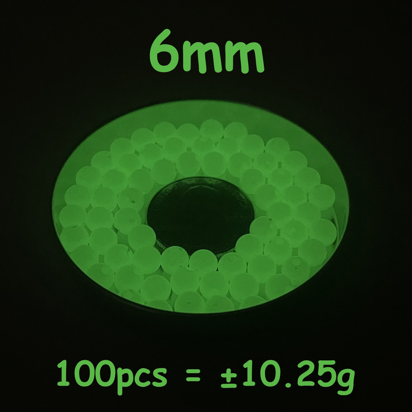 5mm Glow In The Dark Beads | Green Luminous Round Acrylic Spacer Beads | 4mm | 5mm | 6mm | 8mm | 10mm | 12mm