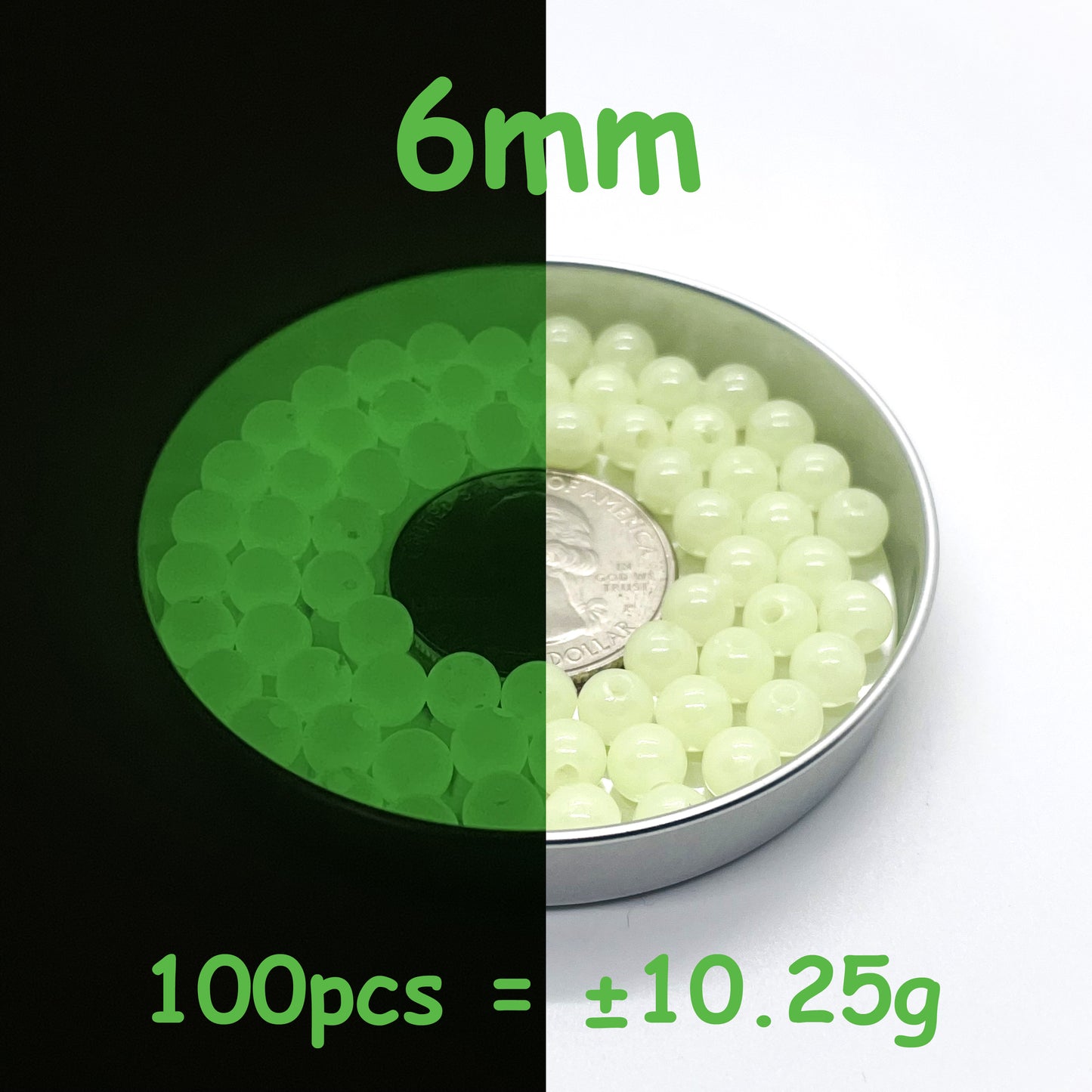 4mm Glow In The Dark Beads | Green Luminous Round Acrylic Spacer Beads | 4mm | 5mm | 6mm | 8mm | 10mm | 12mm