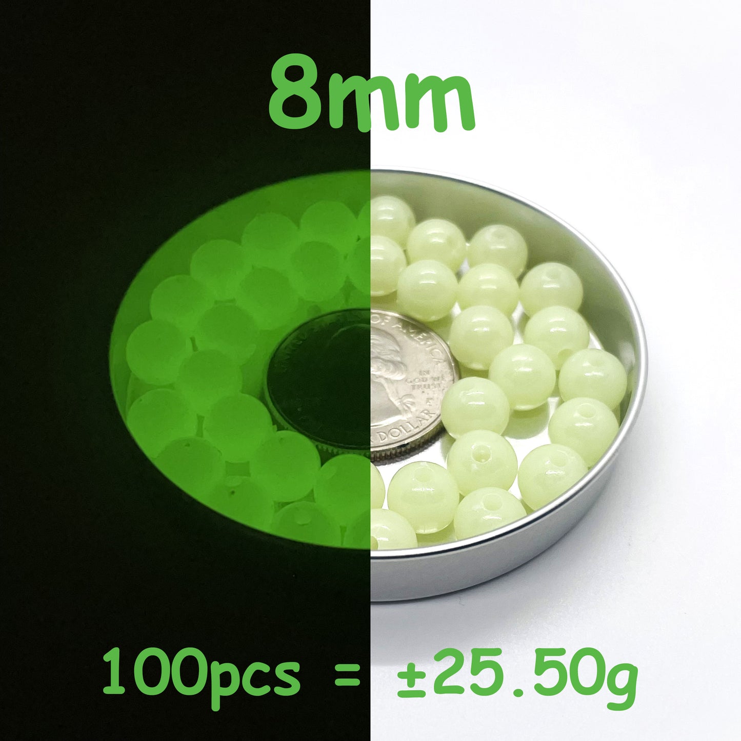 4mm Glow In The Dark Beads | Green Luminous Round Acrylic Spacer Beads | 4mm | 5mm | 6mm | 8mm | 10mm | 12mm