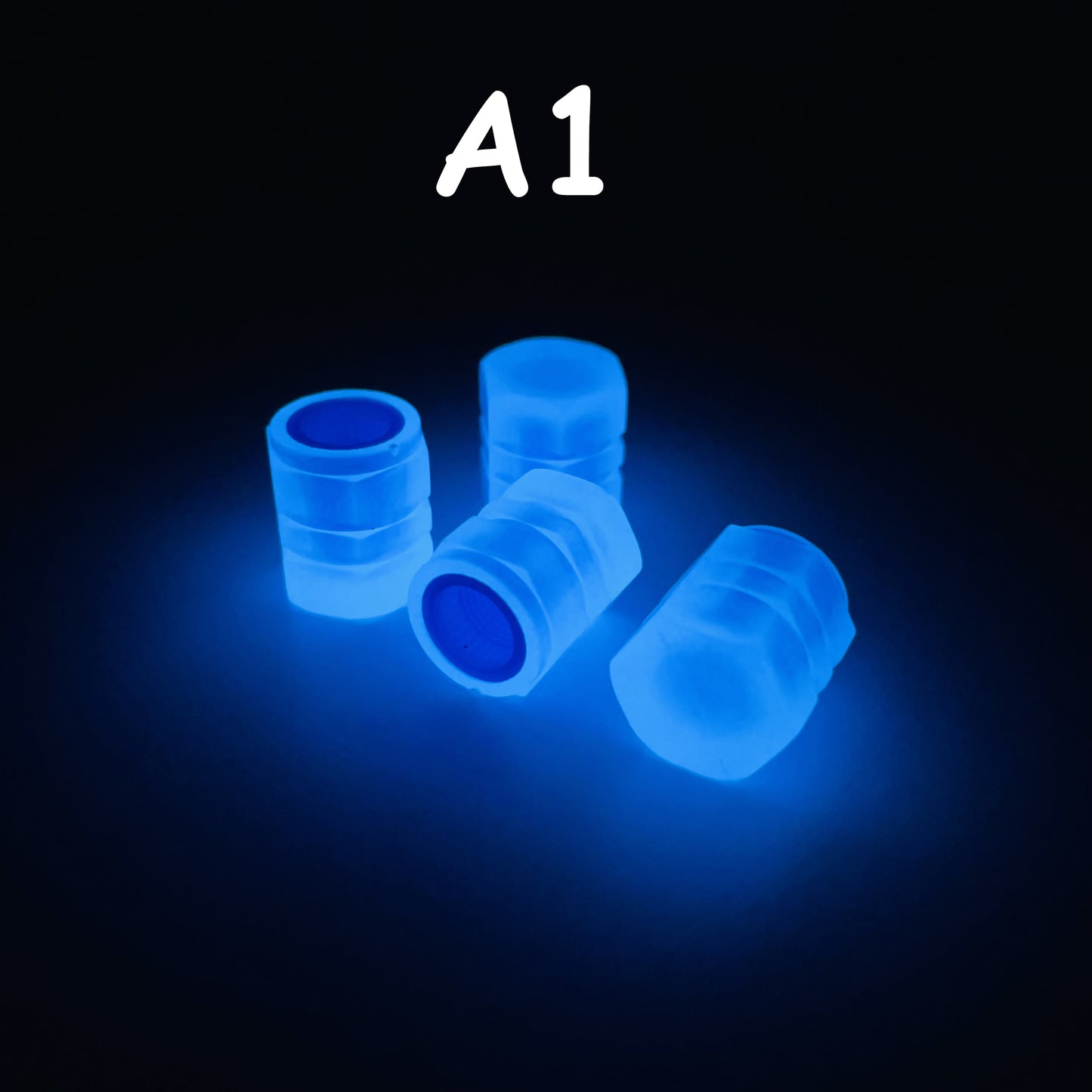 🚗🚲 Glow in The Dark Tire Valve Cap by THE GLOW IN THE DARK SHOP | Fluorescent | Set of Four | Universal | Vehicle Wheel Dust Cover | Rustproof Caps (A5 | 4pcs)