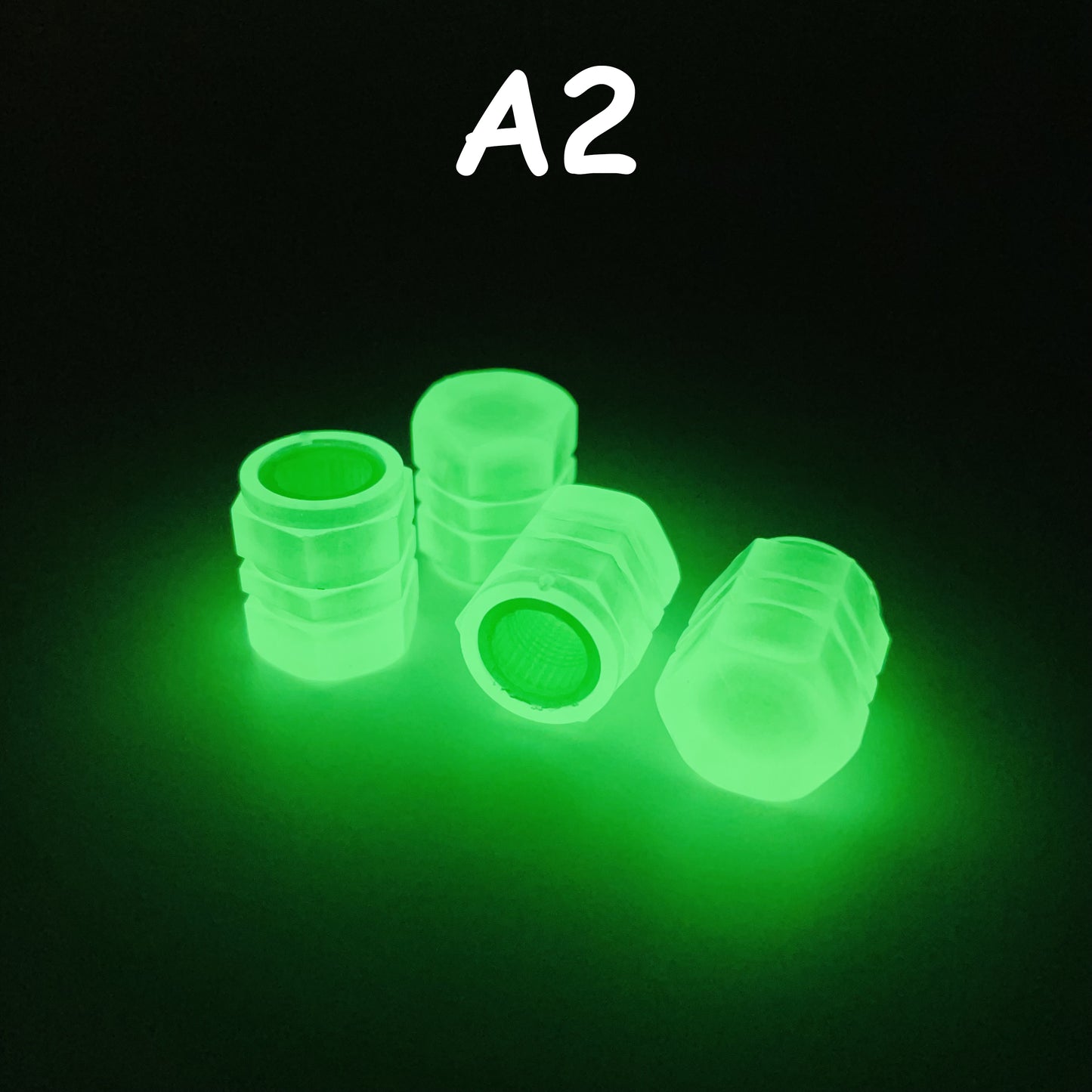 🚗🚲 Glow in The Dark Tire Valve Cap by THE GLOW IN THE DARK SHOP | Fluorescent | Set of Four | Universal | Vehicle Wheel Dust Cover | Rustproof Caps (A5 | 4pcs)