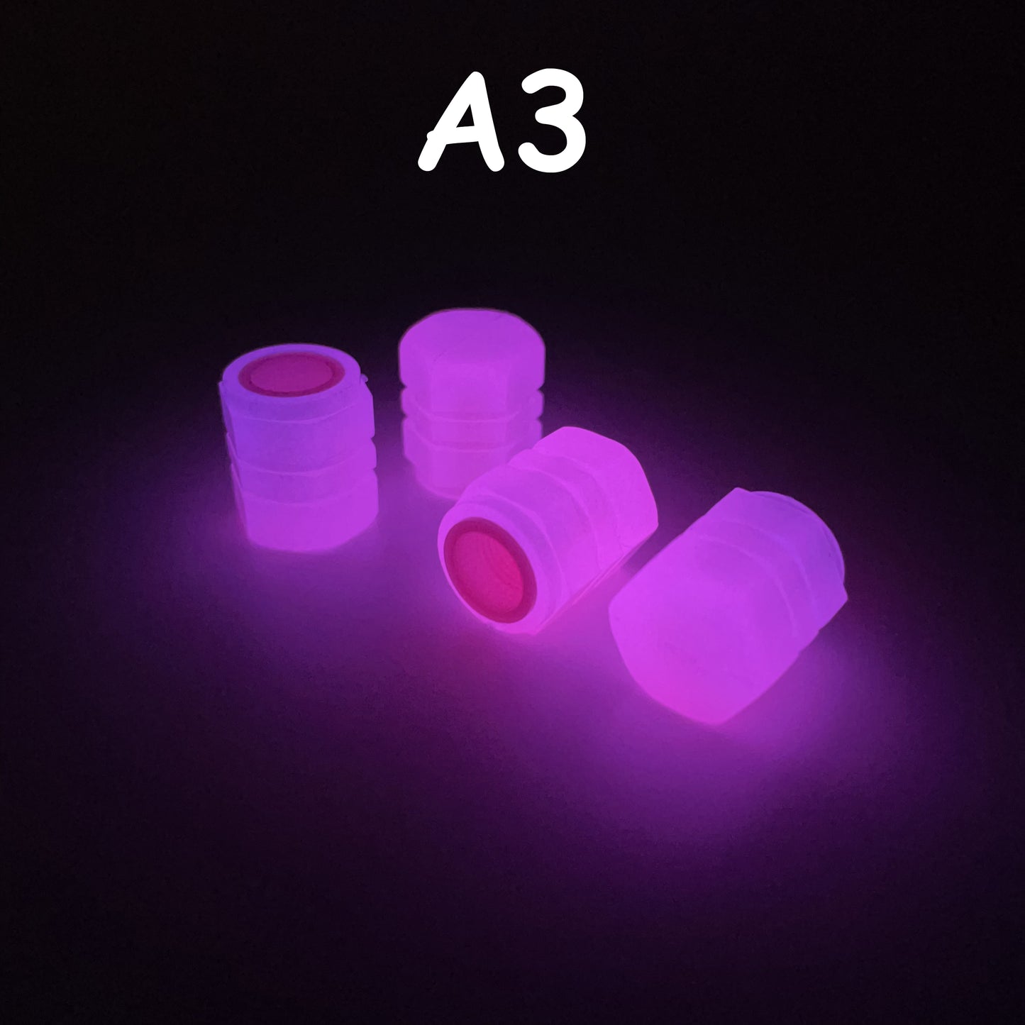 🚗🚲 Glow in The Dark Tire Valve Cap by THE GLOW IN THE DARK SHOP | Fluorescent | Set of Four | Universal | Vehicle Wheel Dust Cover | Rustproof Caps (A5 | 4pcs)