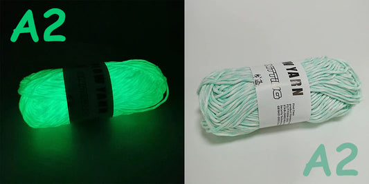 (A2) Glow in the Dark Yarn by The Glow In The Dark Shop | 60 Meter / 65 Yards / 2mm | Fluorescent | Luminescent | Phosphorescent | Wool | Polyester