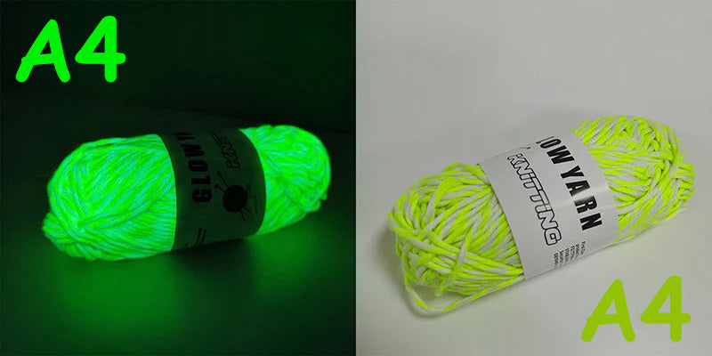 (C2) Glow in the Dark Yarn by The Glow In The Dark Shop | 60 Meter / 65 Yards / 2mm | Fluorescent | Luminescent | Phosphorescent | Wool | Polyester