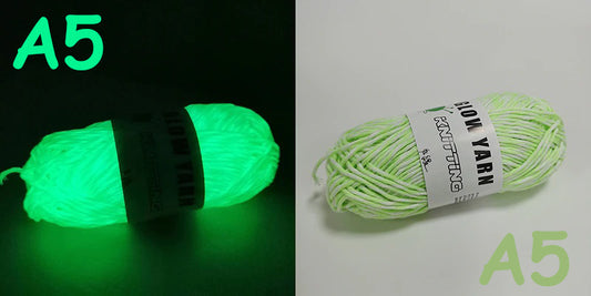 (A5) Glow in the Dark Yarn by The Glow In The Dark Shop | 60 Meter / 65 Yards / 2mm | Fluorescent | Luminescent | Phosphorescent | Wool | Polyester