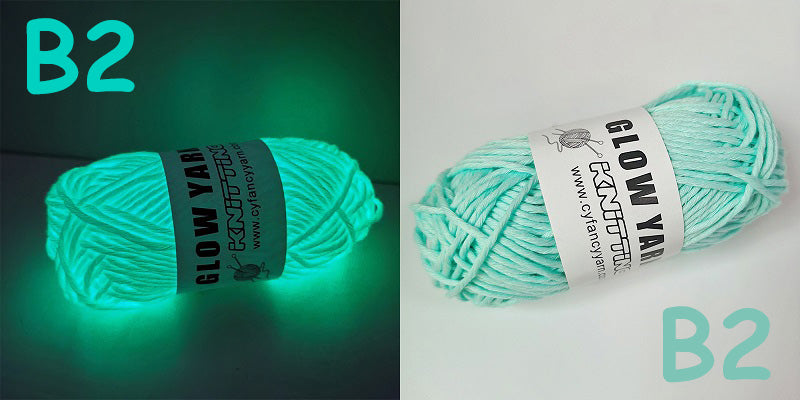 (C2) Glow in the Dark Yarn by The Glow In The Dark Shop | 60 Meter / 65 Yards / 2mm | Fluorescent | Luminescent | Phosphorescent | Wool | Polyester