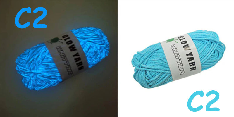 (C2) Glow in the Dark Yarn by The Glow In The Dark Shop | 60 Meter / 65 Yards / 2mm | Fluorescent | Luminescent | Phosphorescent | Wool | Polyester