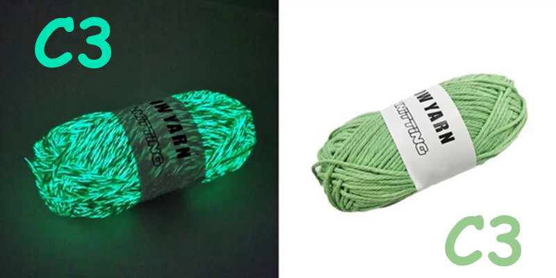 (C2) Glow in the Dark Yarn by The Glow In The Dark Shop | 60 Meter / 65 Yards / 2mm | Fluorescent | Luminescent | Phosphorescent | Wool | Polyester