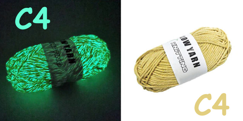 (C2) Glow in the Dark Yarn by The Glow In The Dark Shop | 60 Meter / 65 Yards / 2mm | Fluorescent | Luminescent | Phosphorescent | Wool | Polyester