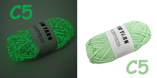(C5) Glow in the Dark Yarn by The Glow In The Dark Shop | 60 Meter / 65 Yards / 2mm | Fluorescent | Luminescent | Phosphorescent | Wool | Polyester