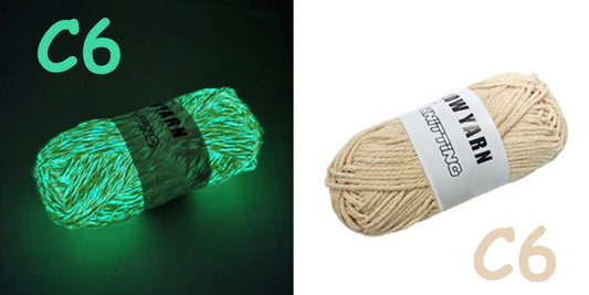 (C6) Glow in the Dark Yarn by The Glow In The Dark Shop | 60 Meter / 65 Yards / 2mm | Fluorescent | Luminescent | Phosphorescent | Wool | Polyester