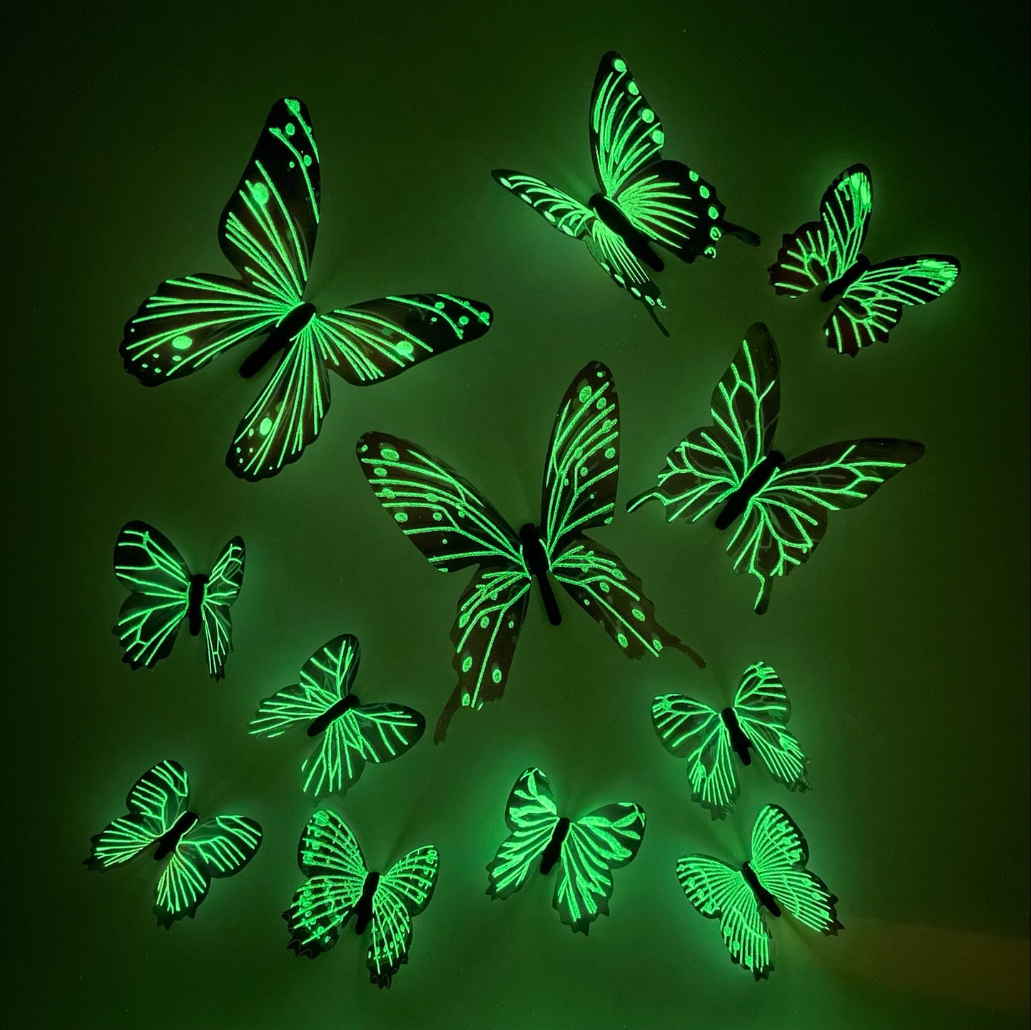 GREEN Glow in The Dark Butterflies | Butterfly Stickers | Wall Stickers | Decal Decoration Stickers | Kids Bedroom